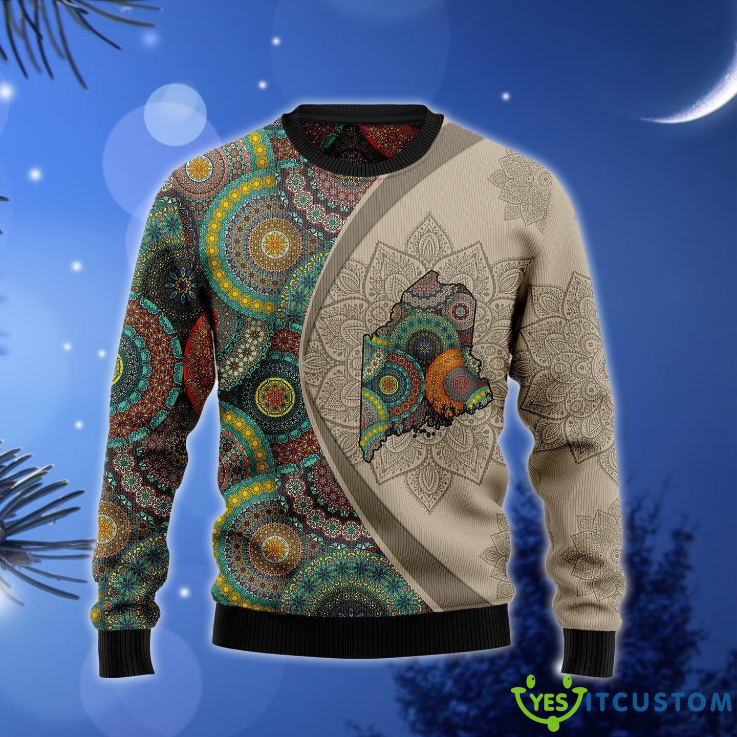 Maine Mandala Ugly Christmas Sweater Gift Men Women - Maine Mandala Ugly Christmas Sweater Gift Men Women_1