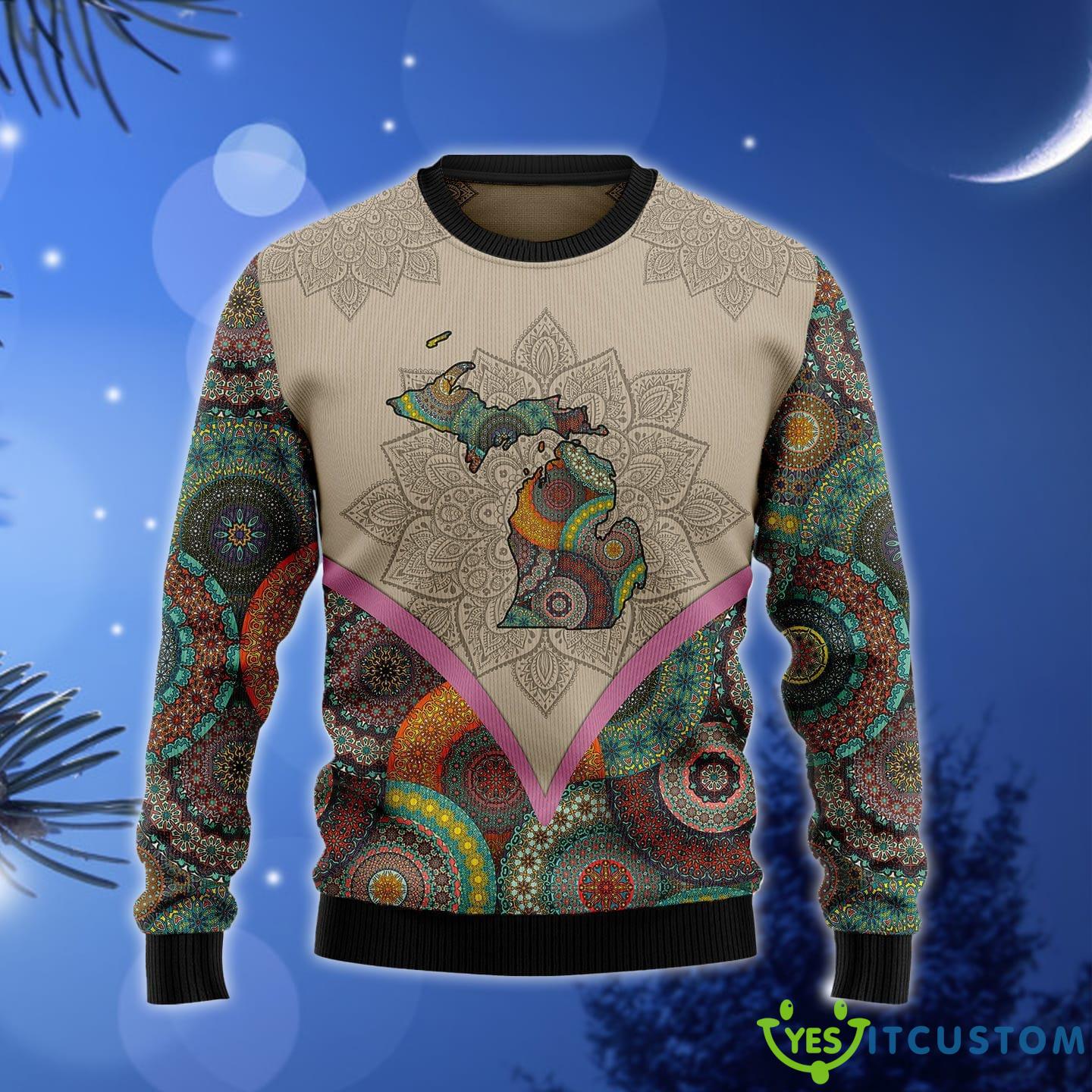 Mandala Michigan Home Ugly Christmas Sweater Gift Men Women - Mandala Michigan Home Ugly Christmas Sweater Gift Men Women_1