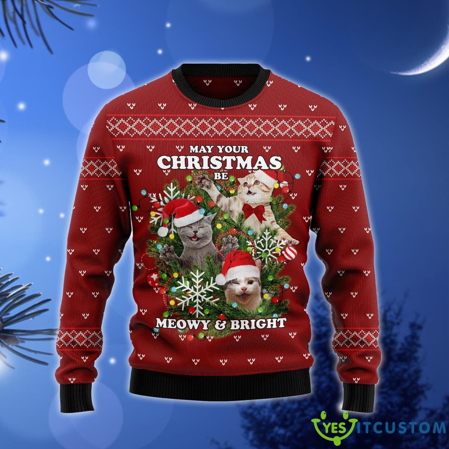 May Your Be Meowy Bright Ugly Christmas Sweater Gift Men Women - May Your Be Meowy Bright Ugly Christmas Sweater Gift Men Women_1