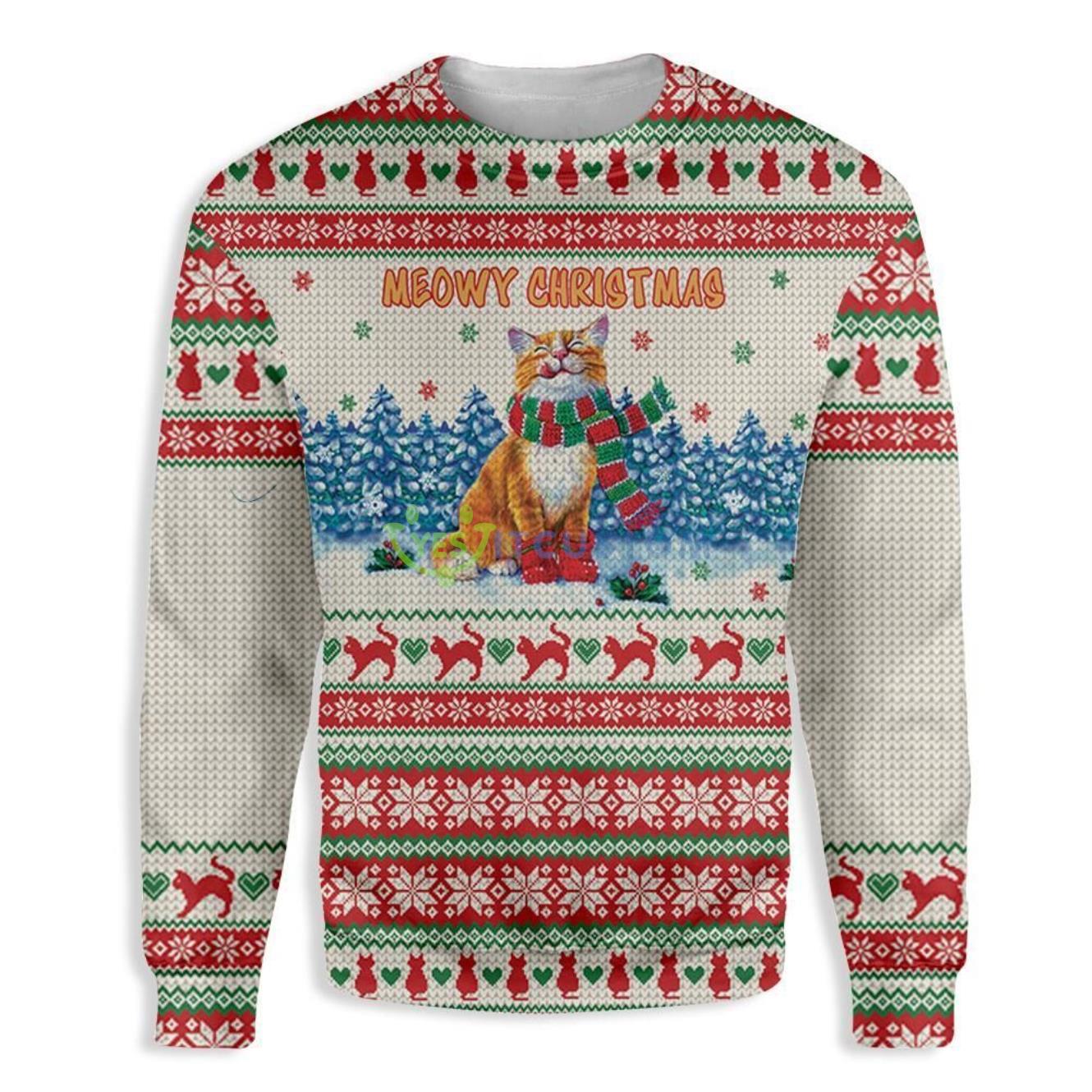 Meowy Cat Ugly Sweater For Christmas 3 Meowy Cat Ugly Sweater For Christmas Product Photo 1