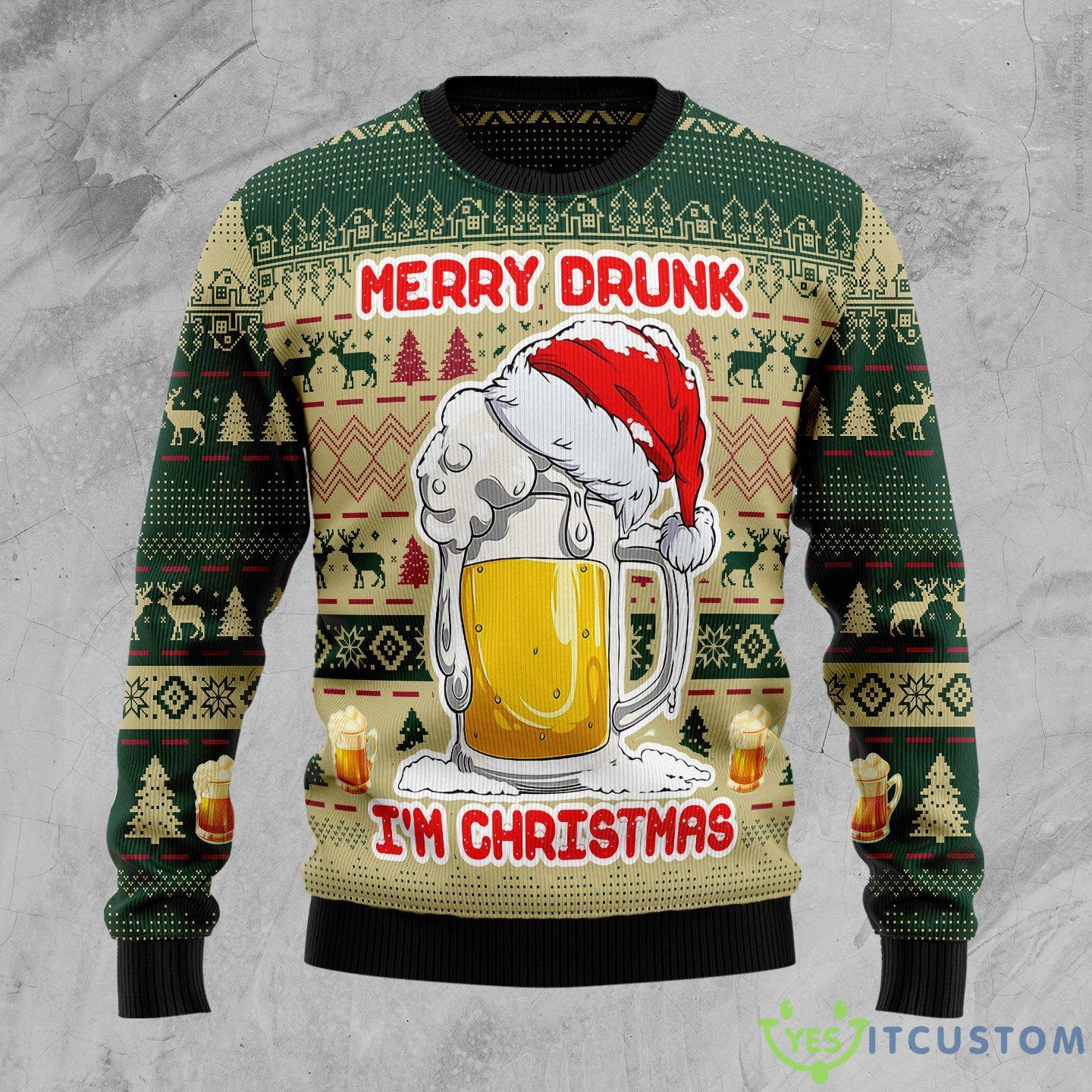 Merry Drunk I’m Ugly Christmas Sweater Gift Men Women - Merry Drunk I’m Merry Ugly Christmas Sweater Gift Men Women_1