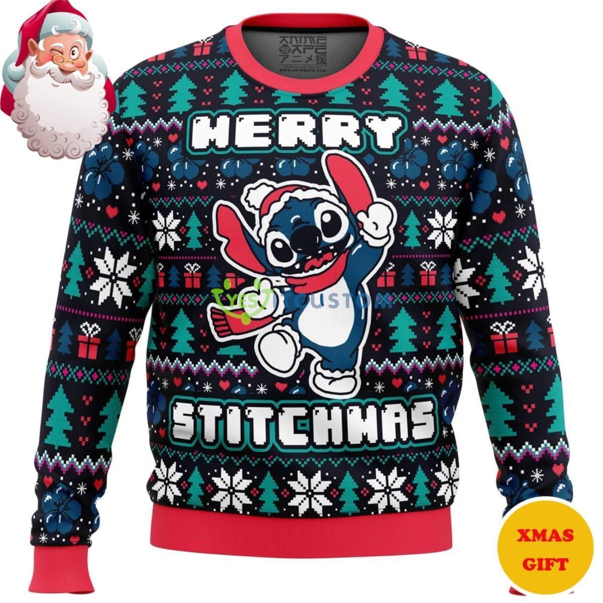 Merry Stitchmas Stitch Christmas AOP Sweater 3 Merry Stitchmas Stitch Christmas AOP Sweater Product Photo 1