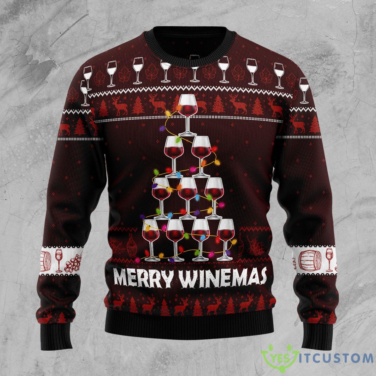 Merry Winemas Snowflake Ugly Christmas Sweater Gift Men Women - Merry Winemas Ugly Christmas Sweater Gift Men Women_1