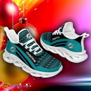 Miami Dolphins Christmas Pattern Max Soul Sneakers Snowflakes Christmas Shoes - Miami Dolphins Christmas Pattern Chunky Sneakers Ugly Christmas Max Soul Shoes Photo 2