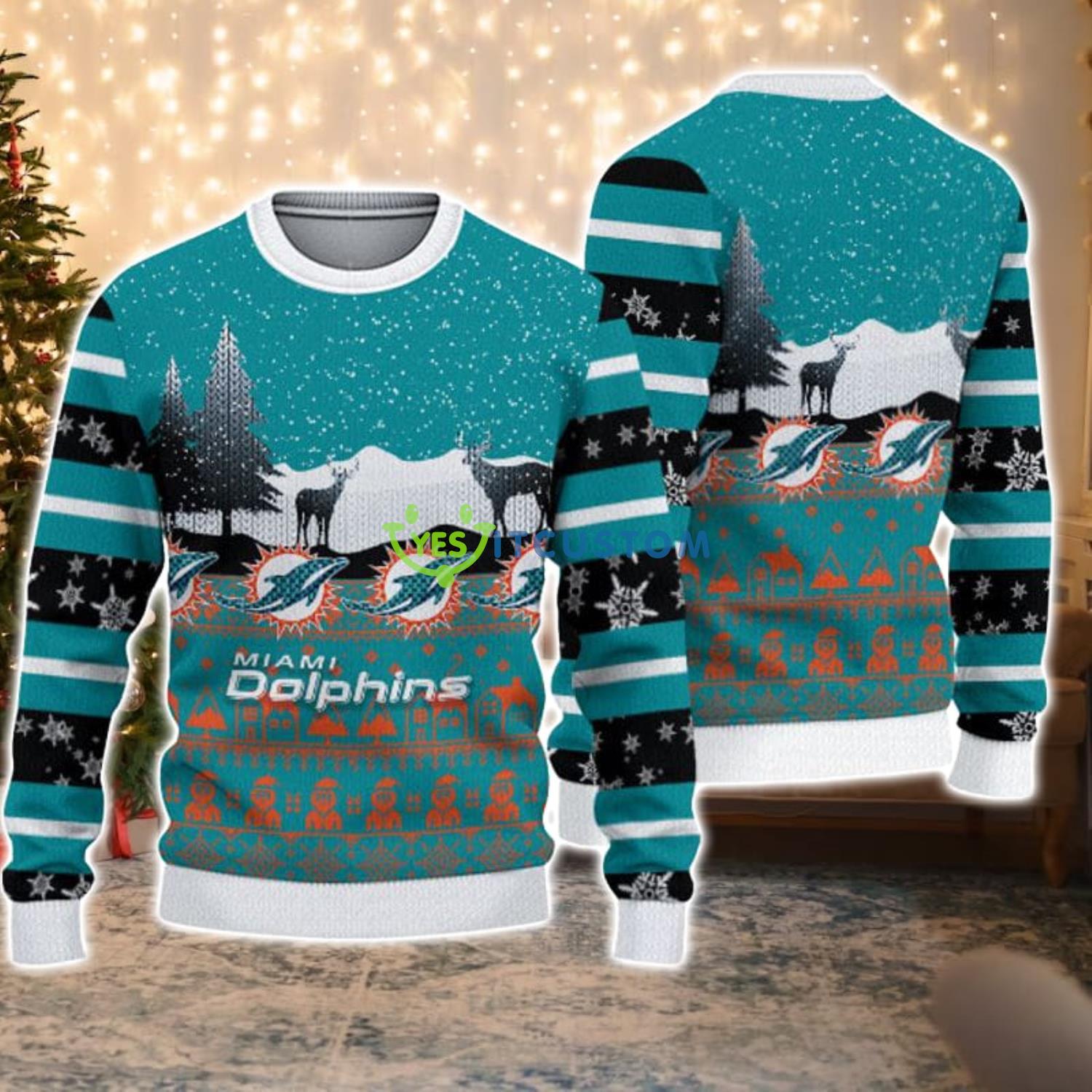 Miami Dolphins Reindeer Christmas Gift Ugly Christmas Sweater Product Photo 1