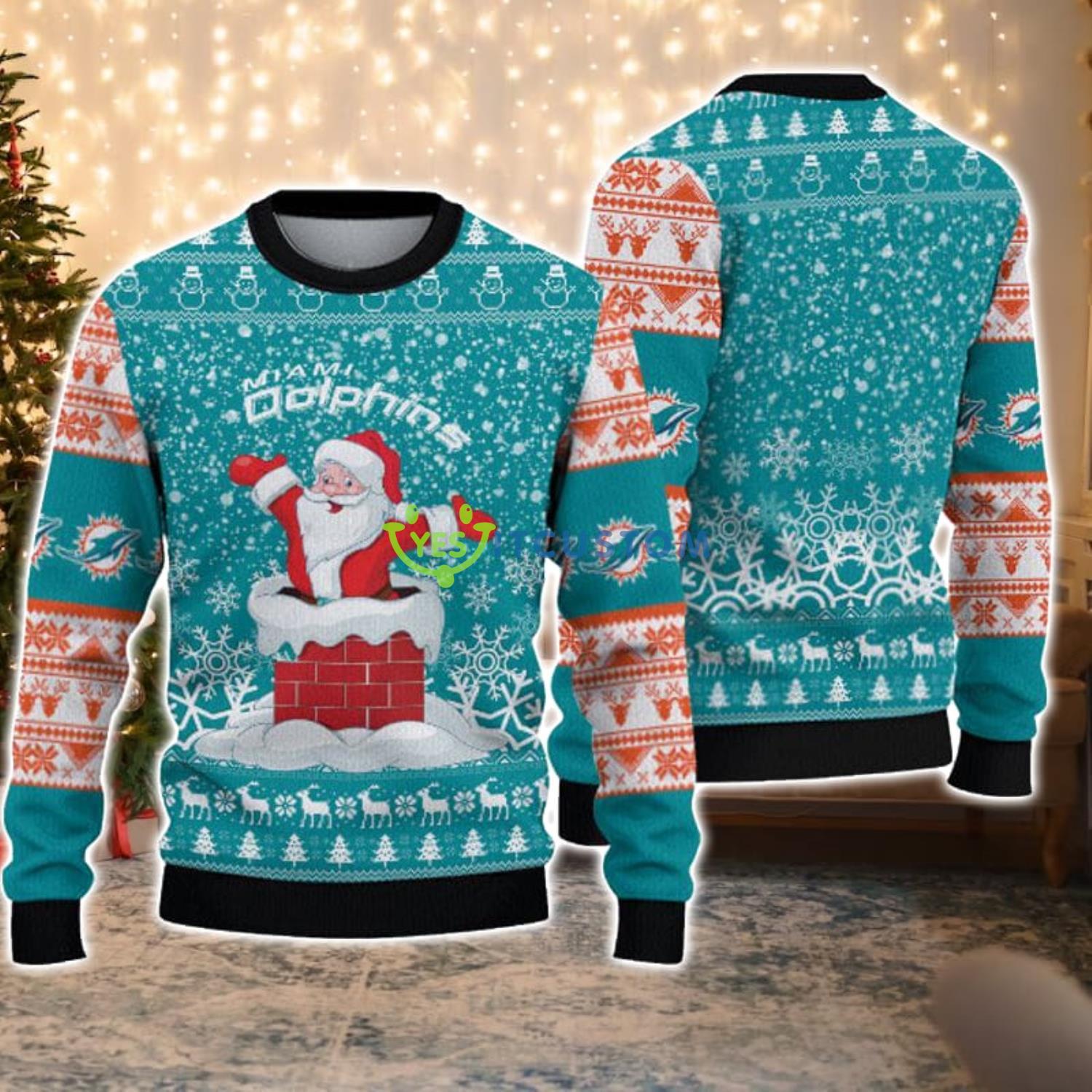 Miami Dolphins Santa Christmas Gift Ugly Christmas Sweater 3 Miami Dolphins Santa Christmas Gift Ugly Christmas Sweater Product Photo 1
