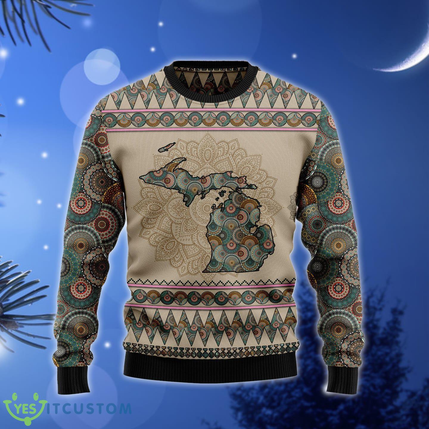 Michigan Mandala Ugly Christmas Sweater Gift Men Women - Michigan Mandala Ugly Christmas Sweater Gift Men Women_1