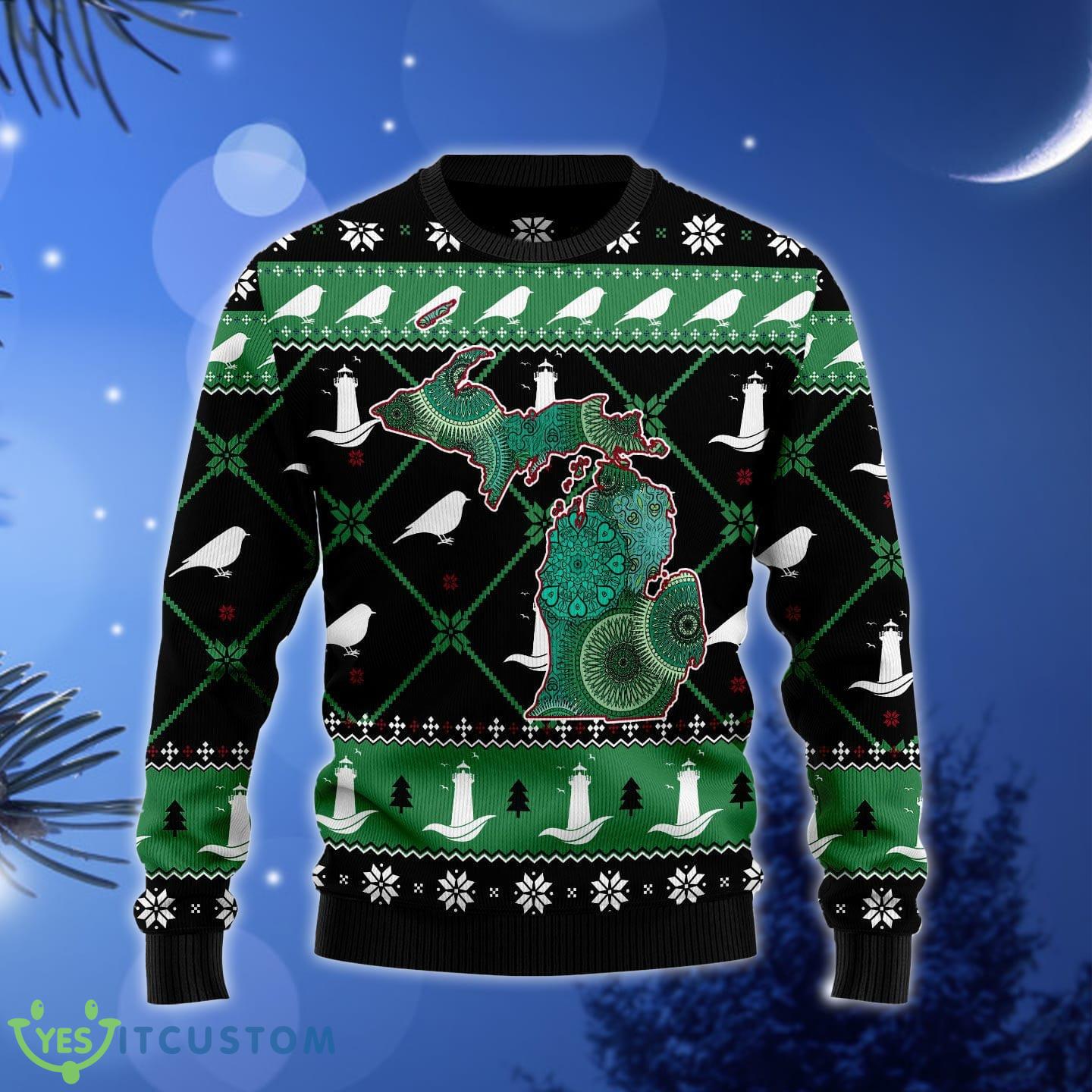 Michigan USA Symbols Pattern Ugly Christmas Sweater Gift Men Women - Michigan USA Symbols Pattern Ugly Christmas Sweater Gift Men Women_1
