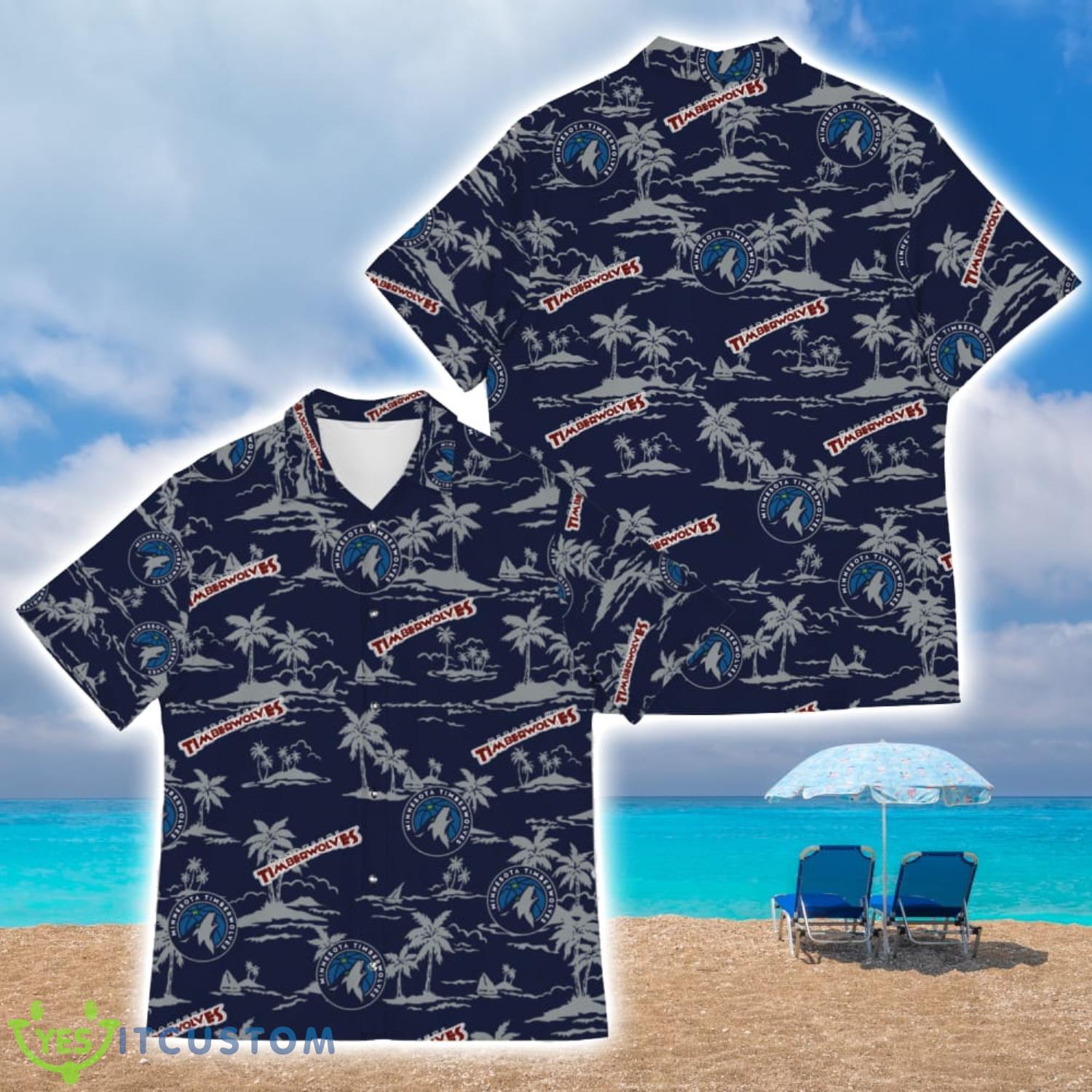 Minnesota Timberwolves Island Pattern Tree All Over Printed 3D Hawaiian Shirt Summer Gift Product Photo 1