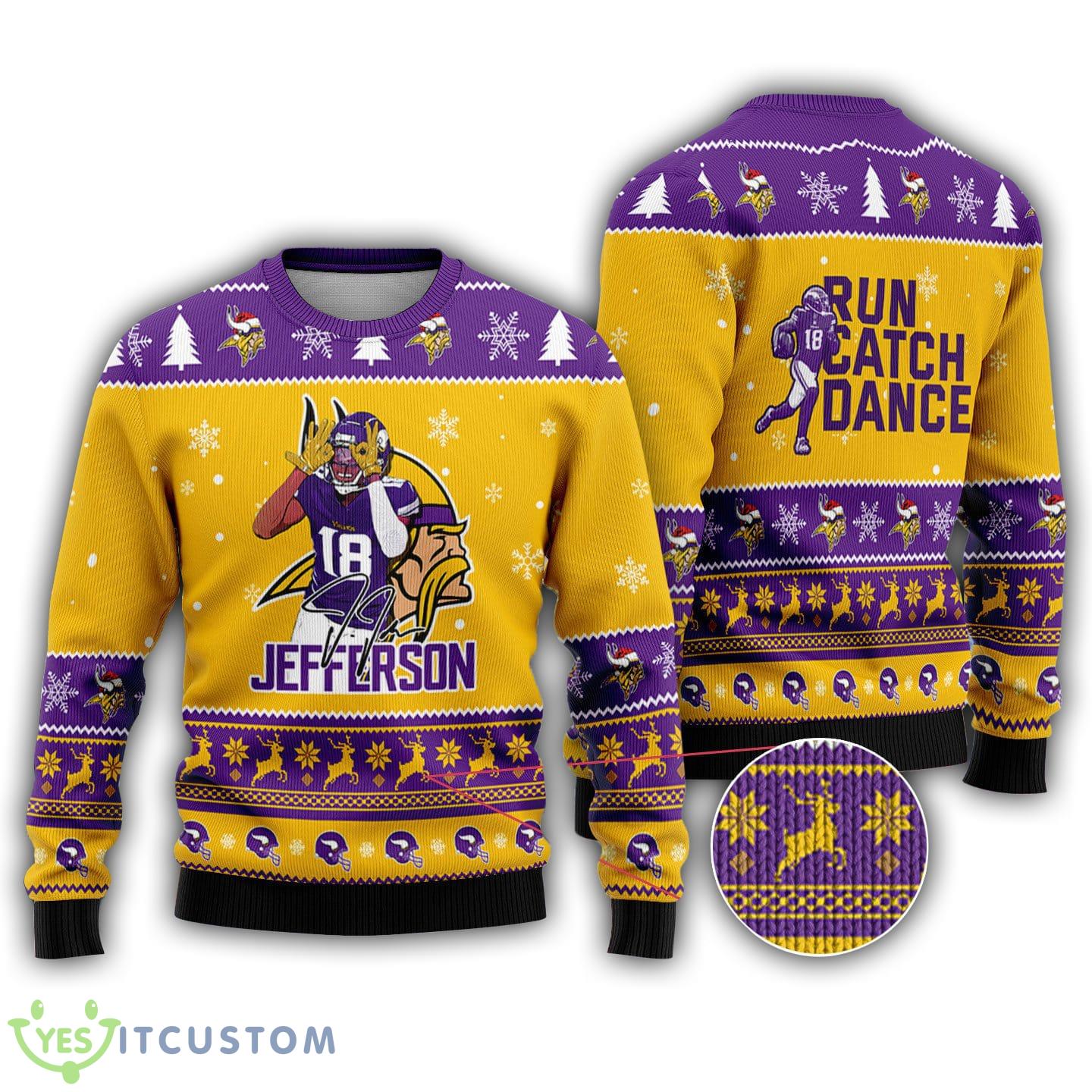 Minnesota Vikings - Justin Jefferson #18 Run Catch Dance Ugly Christmas Sweater 5 Minnesota Vikings - Justin Jefferson #18 Run Catch Dance Ugly Christmas Sweater - Minnesota Vikings - Justin Jefferson #18 Run Catch Dance Ugly Christmas Sweater Photo 1
