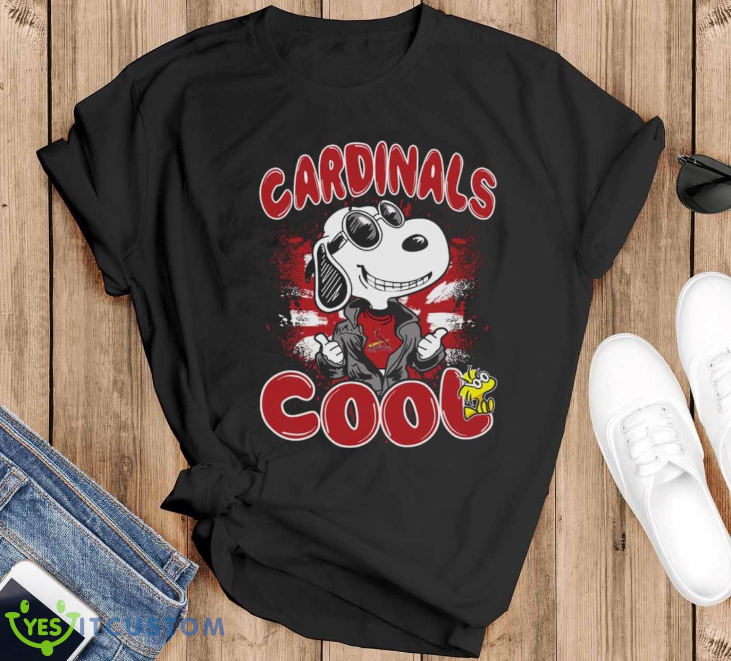 MLB Baseball St.Louis Cardinals Cool Snoopy Shirt Best Fans Gift - Black T-Shirt