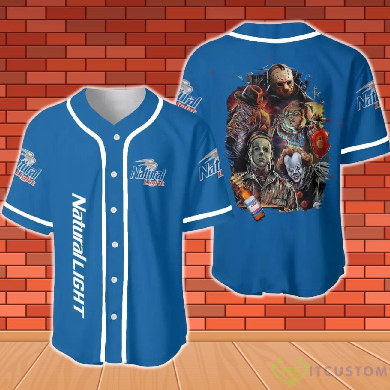 Natural Light Halloween Horror Character Baseball Jersey 3 Natural Light Halloween Horror Character Baseball Jersey Product Photo 1