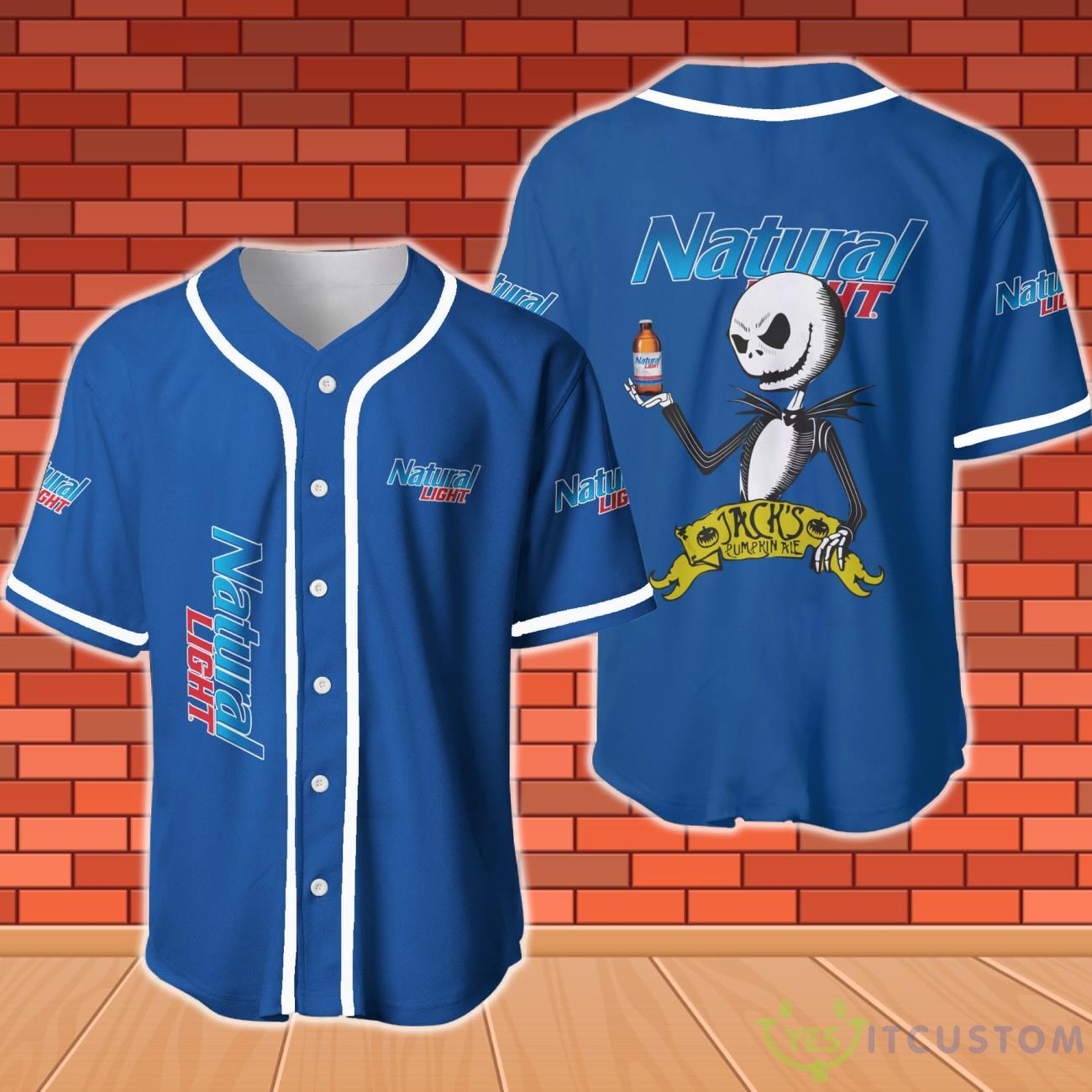 Natural Light Halloween Jack Skellington Nightmare Baseball Jersey 3 Natural Light Halloween Jack Skellington Nightmare Baseball Jersey Product Photo 1