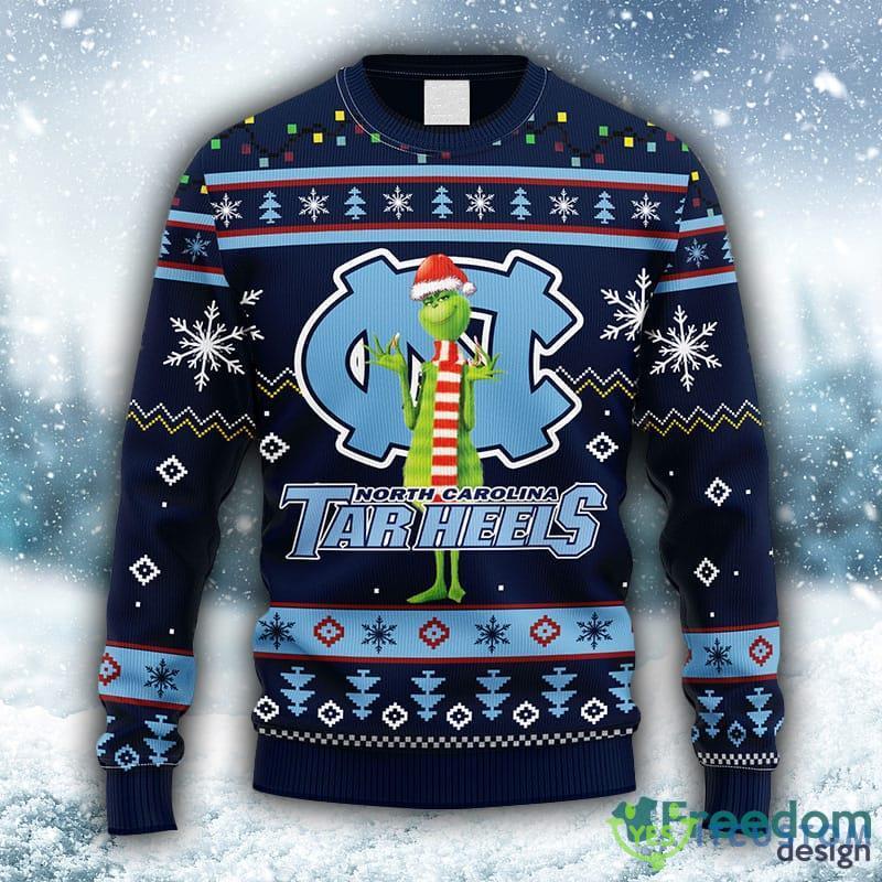 NCAA North Carolina Tar Heels Funny Grinch Christmas Ugly 3D Knitted Sweater For Men And Women Gift Ugly Christmas - NCAA North Carolina Tar Heels Funny Grinch Christmas Ugly Sweater_1