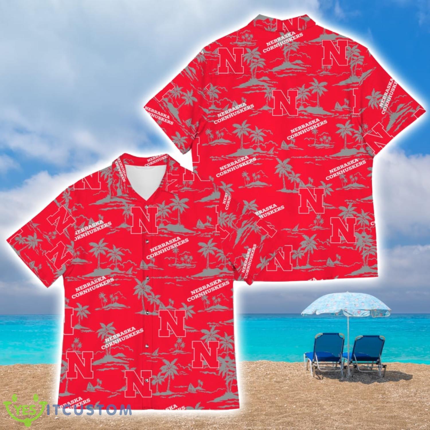 Nebraska Cornhuskers Island Pattern Tree All Over Printed 3D Hawaiian Shirt Summer Gift Product Photo 1
