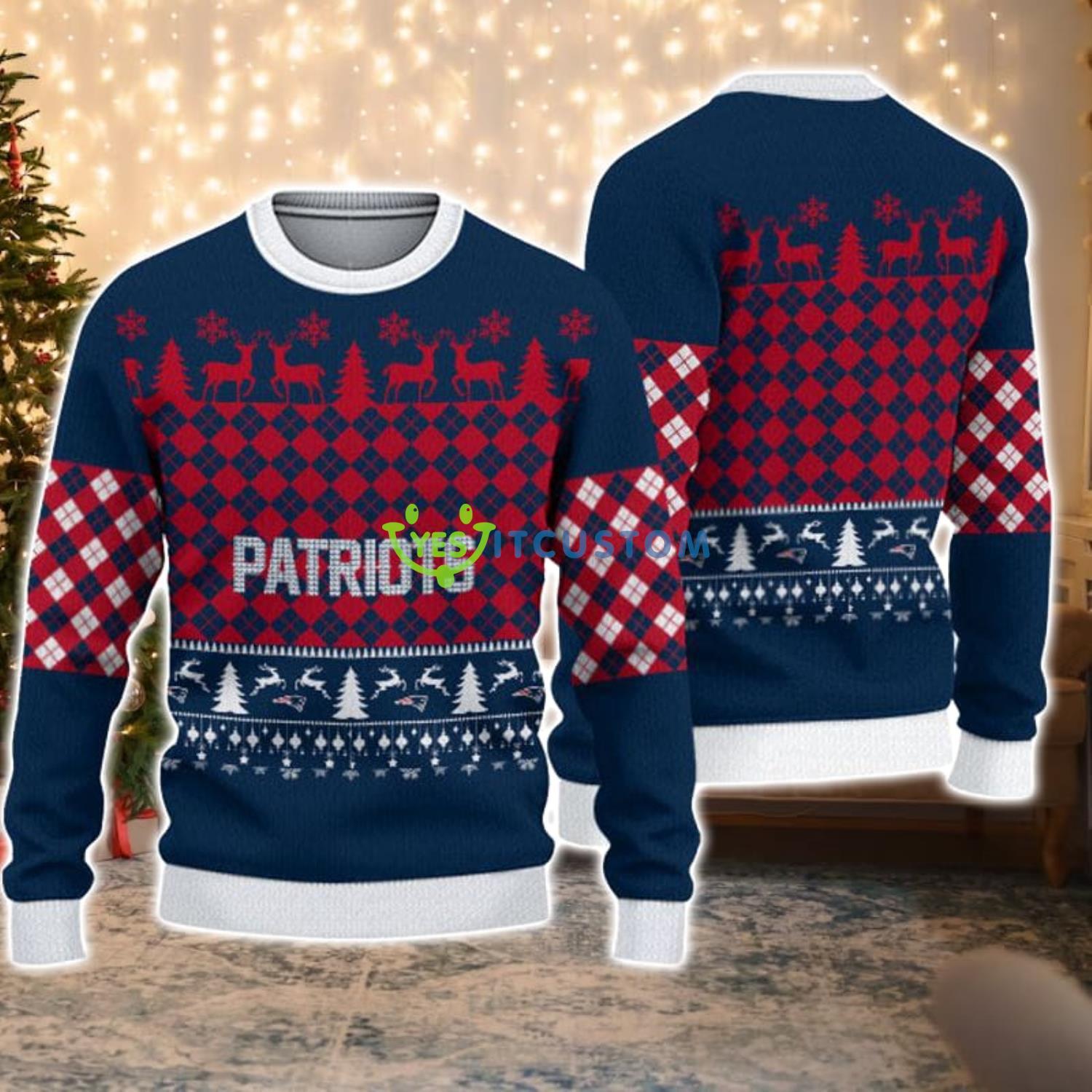 New England Patriots Check Christmas Gift Ugly Christmas Sweater 3 New England Patriots Check Christmas Gift Ugly Christmas Sweater Product Photo 1