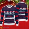 New England Patriots Christmas Jack Skellington Face Pattern Ugly Christmas Sweater Product Photo 1