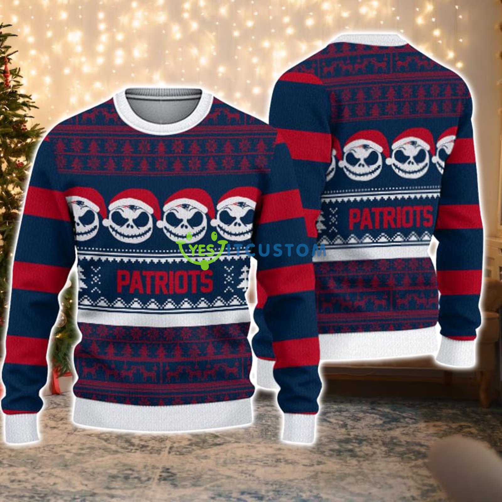 New England Patriots Pumpkin Christmas Gift Ugly Christmas Sweater Product Photo 1