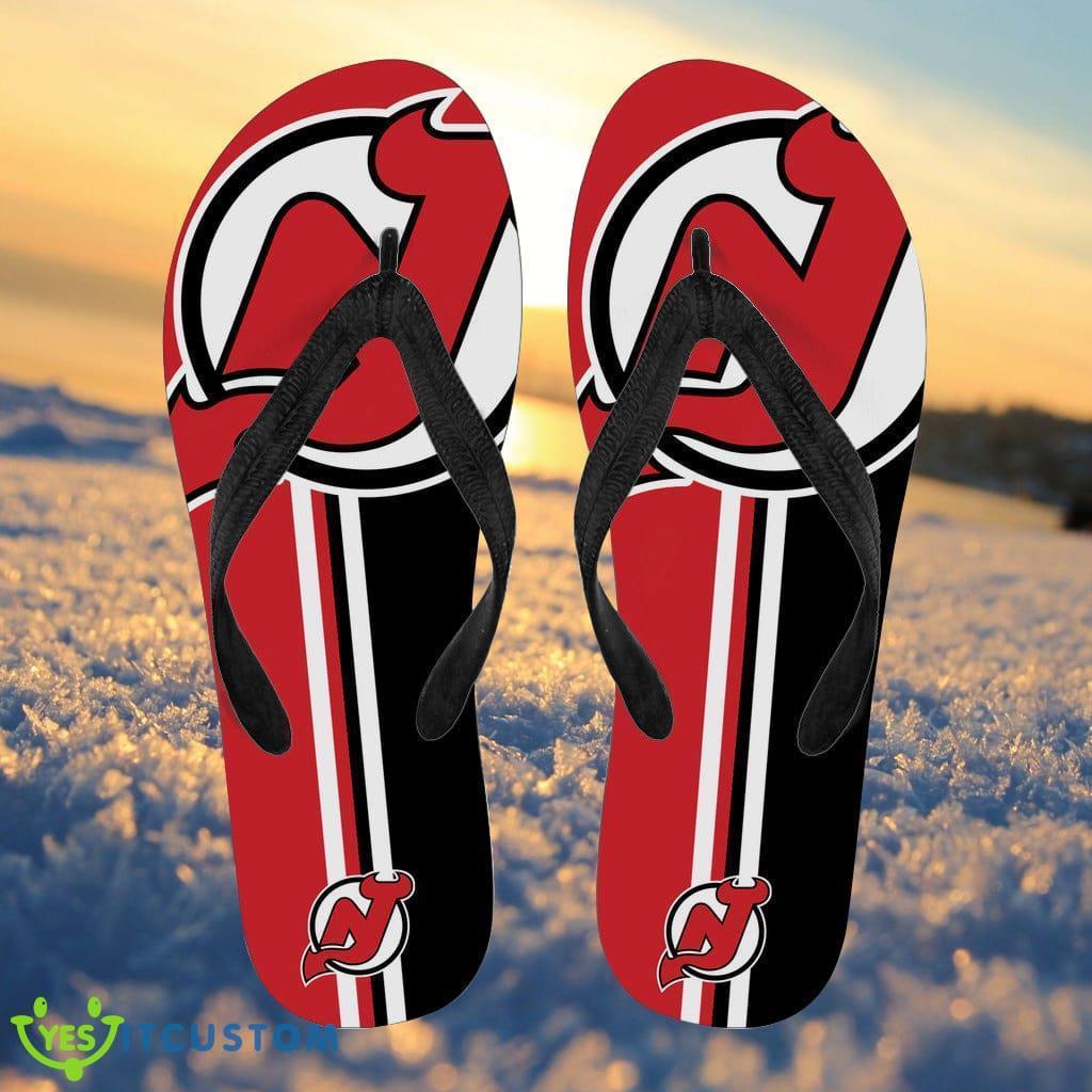 New Jersey Devils Fan Gift Two Main Colors Flip Flops 3 New Jersey Devils Fan Gift Two Main Colors Flip Flops Product Photo 1