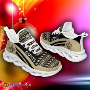 New Orleans Saints Christmas Pattern Max Soul Sneakers Snowflakes Christmas Shoes - New Orleans Saints Christmas Pattern Chunky Sneakers Ugly Christmas Max Soul Shoes Photo 2