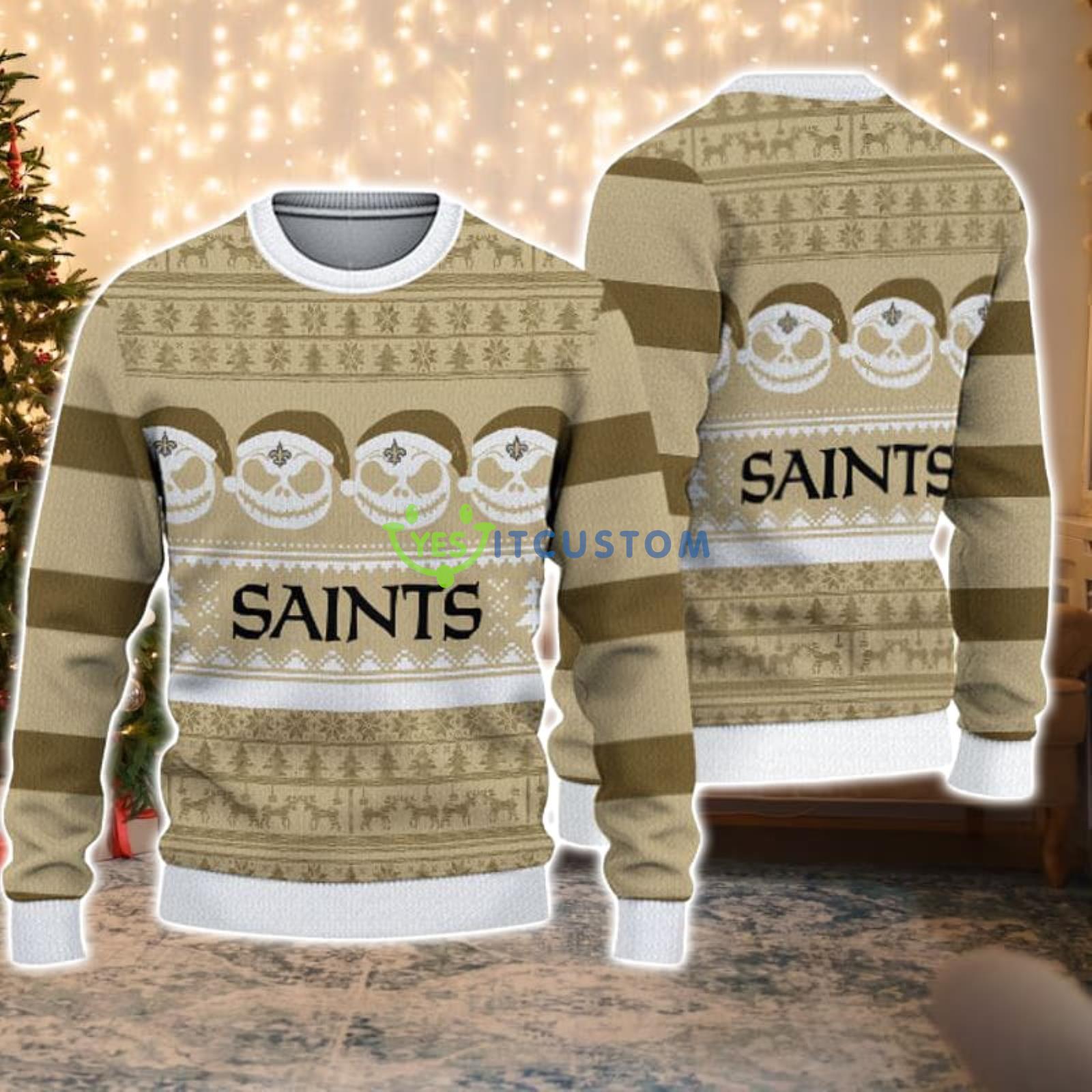 New Orleans Saints Pumpkin Christmas Gift Ugly Christmas Sweater Product Photo 1