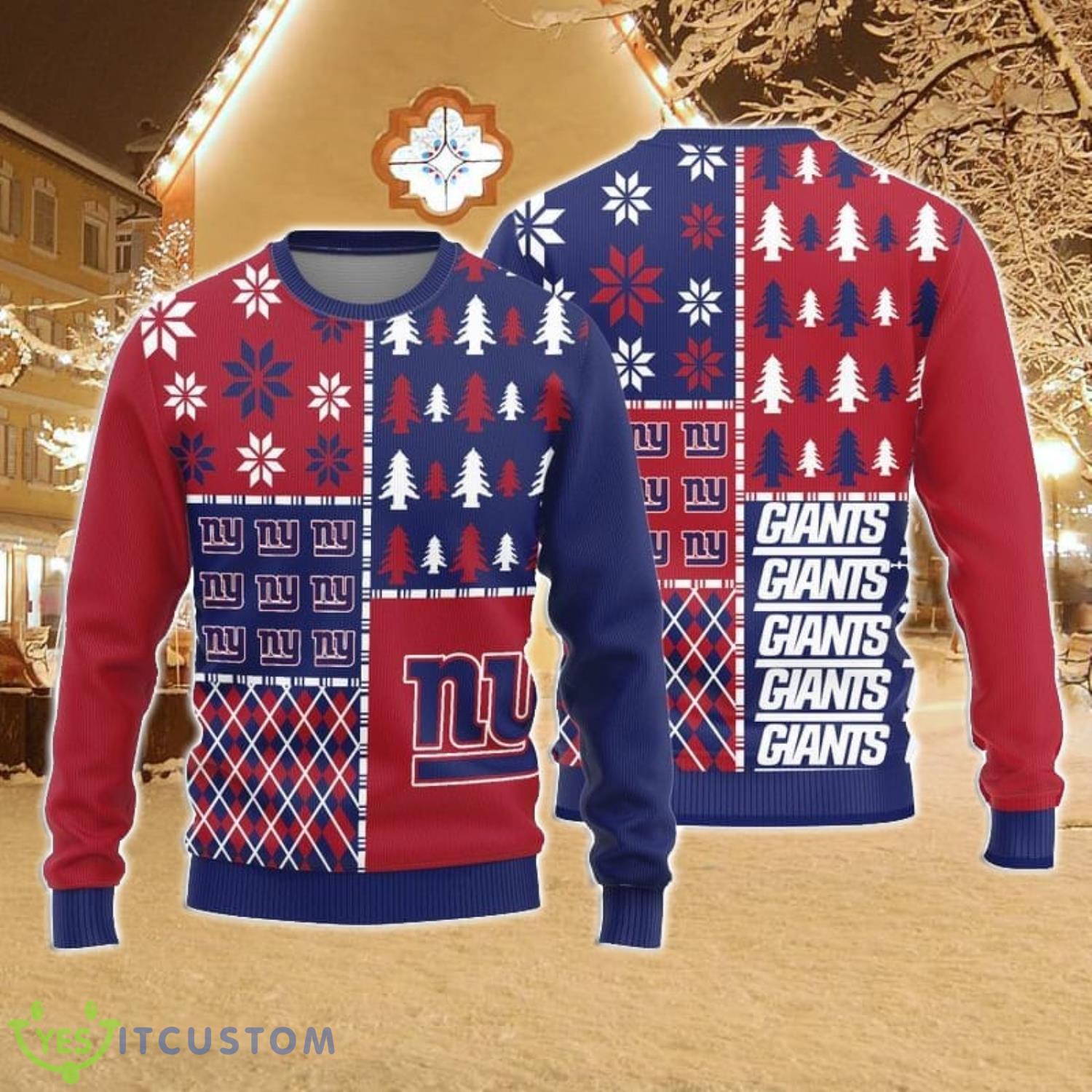New York Giants Christmas Pattern Ugly Christmas Sweater Christmas Gift 3 New York Giants Christmas Pattern Ugly Christmas Sweater Christmas Gift Product Photo 1