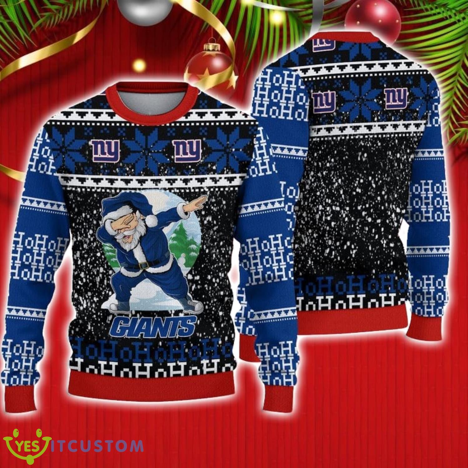 New York Giants Christmas Santa Claus Dabbing Hohoho Ugly Christmas Sweater Christmas Gift 3 New York Giants Christmas Santa Claus Dabbing Hohoho Ugly Christmas Sweater Christmas Gift Product Photo 1