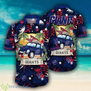 New York Giants NFL Flower Logo Colorful Resort Hawaiian Shirt - New York Giants NFL Flower Logo Coloful Hawaiian Shirt Photo 2