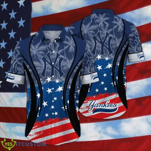 New York Yankees MLB Flag US Background Hawaiian Shirt For Men And Women - New York Yankees MLB Flag US Background Hawaiian Shirt For Men And Women Photo 2
