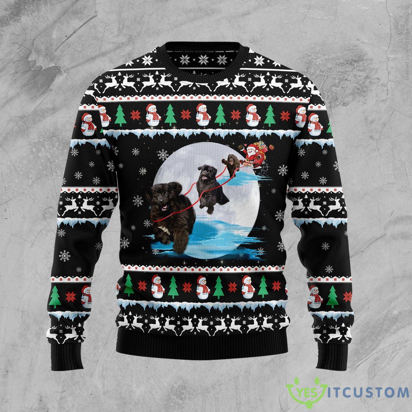 Newfoundland Santa On Highway Ugly Christmas Sweater Gift Men Women - Newfoundland Santa On Highway Ugly Christmas Sweater Gift Men Women_1