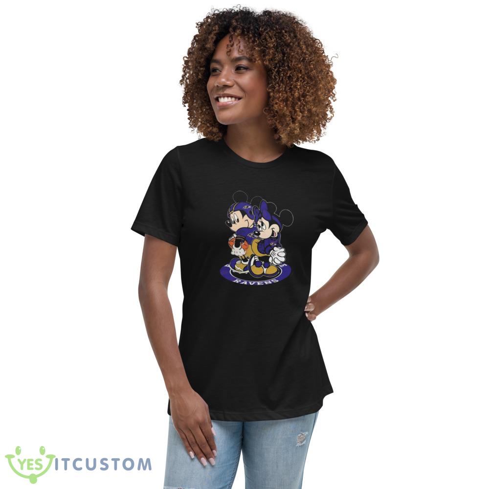 NFL Baltimore Ravens Mickey Mouse And Minnie Mouse Shirt Gift For Fan 4 NFL Baltimore Ravens Mickey Mouse And Minnie Mouse Shirt Gift For Fan - 6400 Women's Relaxed Short Sleeve Jersey Tee