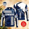 NFL Dallas Cowboys Blue White Stripes Curve Personalized Christmas Tradition AOP Ugly Sweater - NFL Dallas Cowboys Blue White Stripes Curve Personalized Christmas Tradition AOP Ugly Sweater
