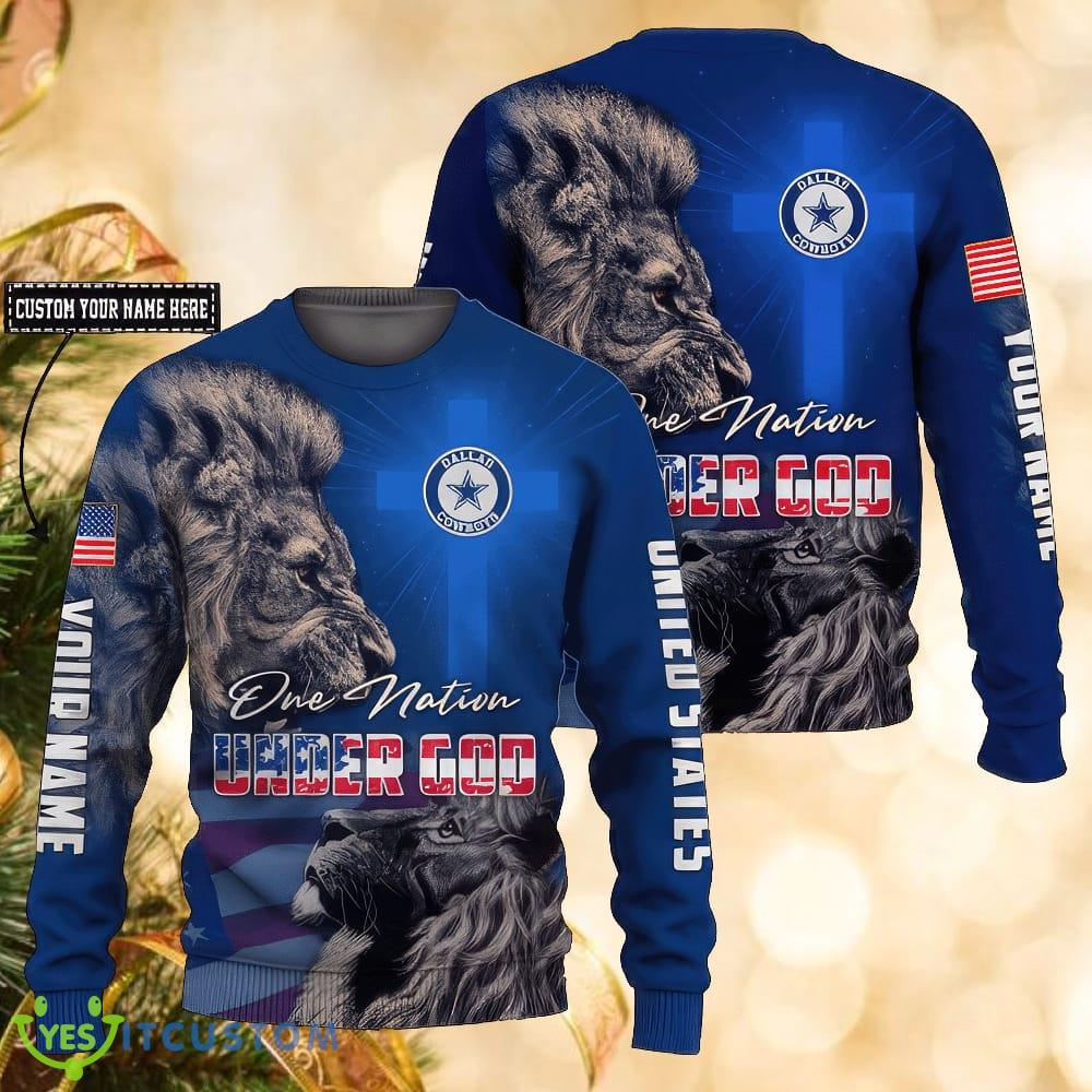NFL Dallas Cowboys One Nation Under God Personalized Christmas Pullover All Over Print Ugly Sweater 3 NFL Dallas Cowboys One Nation Under God Personalized Christmas Pullover All Over Print Ugly Sweater - NFL Dallas Cowboys One Nation Under God Personalized Christmas Pullover All Over Print Ugly Sweater
