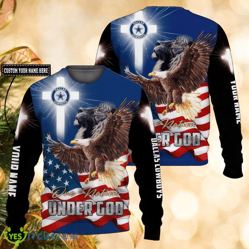 NFL Dallas Cowboys One Nation Under God Personalized Christmas Snowflake 3D Knitted Sweater 3 NFL Dallas Cowboys One Nation Under God Personalized Christmas Snowflake 3D Knitted Sweater - NFL Dallas Cowboys One Nation Under God Personalized Christmas Snowflake 3D Knitted Sweater