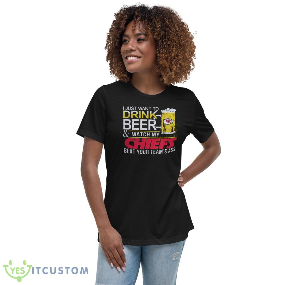 NFL Kansas City Chiefs Drink Beer And Watch My Chiefs Shirt Gift For Fan 4 NFL Kansas City Chiefs Drink Beer And Watch My Chiefs Shirt Gift For Fan - 6400 Women's Relaxed Short Sleeve Jersey Tee