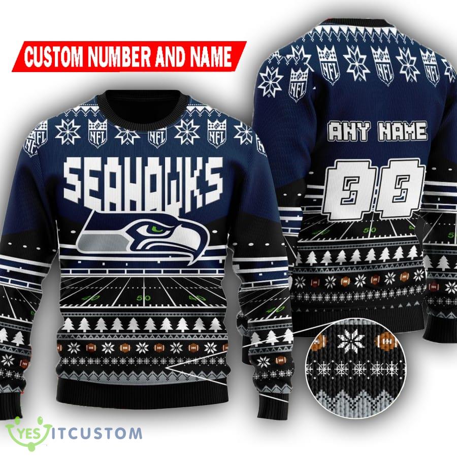 NFL Seattle Seahawks Rugby Stadium Ugly Christmas Sweater Custom Number And Name 3 NFL Seattle Seahawks Rugby Stadium Ugly Christmas Sweater Custom Number And Name - NFL Seattle Seahawks Rugby Stadium Ugly Christmas Sweater Custom Number And Name