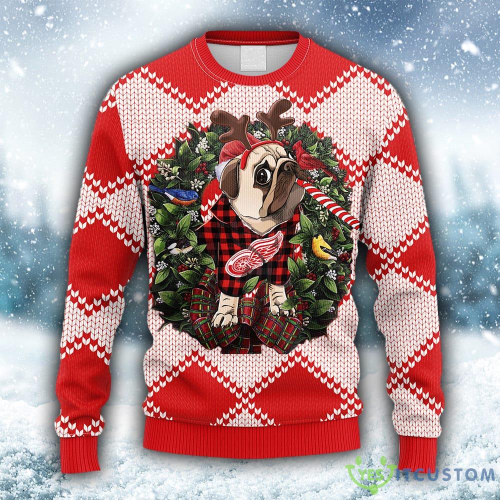 NHL Detroit Red Wings Pub Dog Christmas Ugly 3D Sweater For Men And Women Gift Ugly Christmas - NHL Detroit Red Wings Pub Dog Christmas Ugly Sweater_1