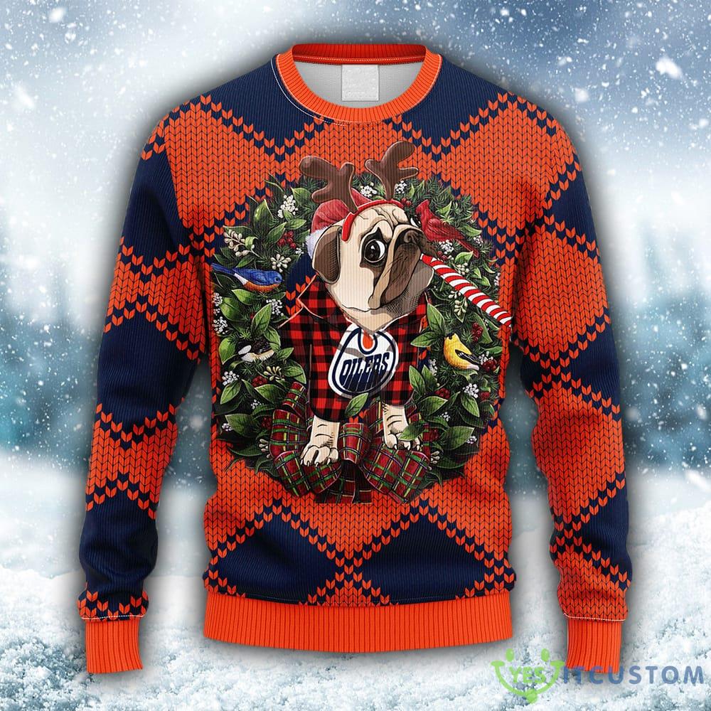 NHL Edmonton Oilers Pub Dog Christmas Ugly 3D Sweater For Men And Women Gift Ugly Christmas - NHL Edmonton Oilers Pub Dog Christmas Ugly Sweater_1