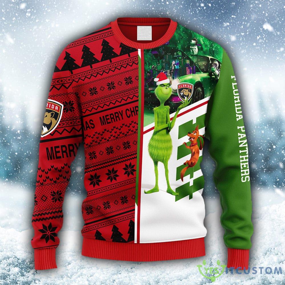 NHL Florida Panthers Grinch & Scooby-Doo Christmas Ugly 3D Sweater For Men And Women Gift Ugly Christmas - NHL Florida Panthers Grinch & Scooby-Doo Christmas Ugly Sweater_1