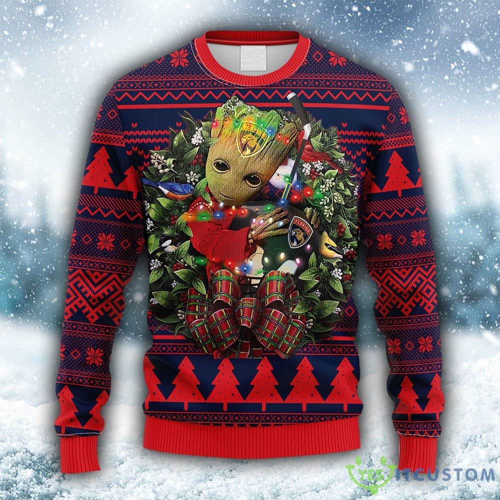 NHL Florida Panthers Groot Hug Christmas Ugly 3D Sweater For Men And Women Gift Ugly Christmas - NHL Florida Panthers Groot Hug Christmas Ugly Sweater_1