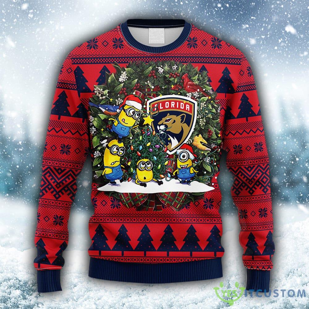 NHL Florida Panthers Minion Christmas Ugly 3D Sweater For Men And Women Gift Ugly Christmas - NHL Florida Panthers Minion Christmas Ugly Sweater_1
