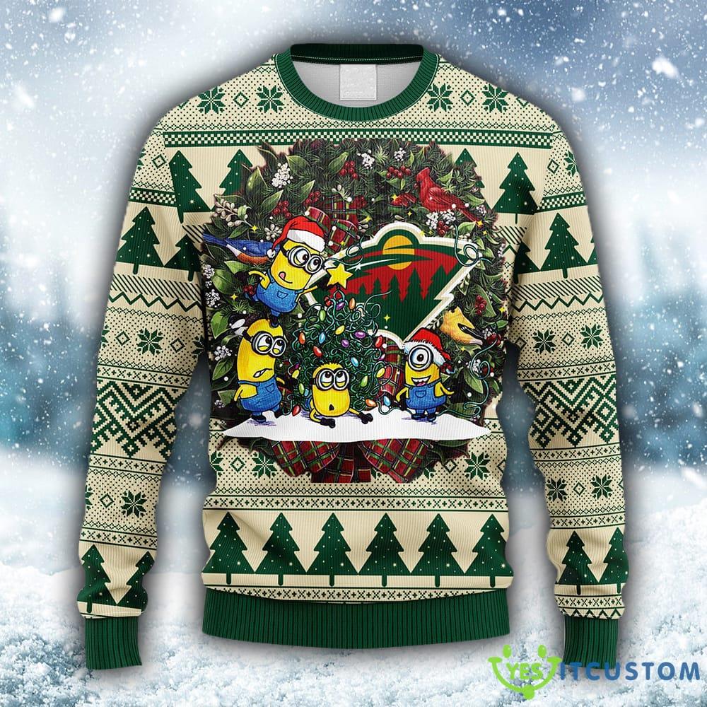 NHL Minnesota Wild Minion Christmas Ugly 3D Sweater For Men And Women Gift Ugly Christmas - NHL Minnesota Wild Minion Christmas Ugly Sweater_1