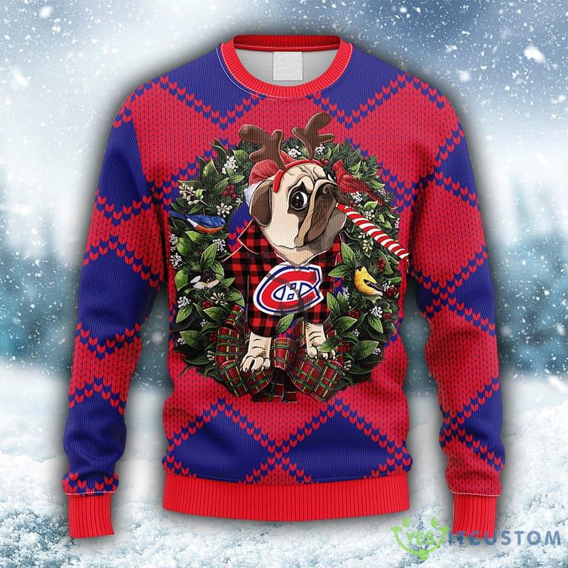 NHL Montreal Canadians Pub Dog Christmas Ugly 3D Sweater For Men And Women Gift Ugly Christmas - NHL Montreal Canadians Pub Dog Christmas Ugly Sweater_1