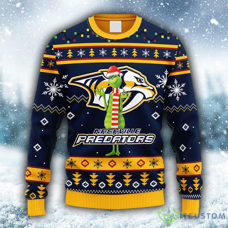 NHL Nashville Predators Funny Grinch Christmas Ugly 3D Sweater For Men And Women Gift Ugly Christmas - NHL Nashville Predators Funny Grinch Christmas Ugly Sweater_1