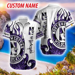Northwestern Wildcats NCAA Hawaiian Shirt Pattern Summer Custom Name For Men And Women Gift - Northwestern Wildcats NCAA1 Hawaiian Shirt_1