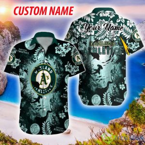 Oakland Athletics MLB Hawaiian Shirt Ocean Hibiscus Custom Name For Fans Gift - Oakland Athletics MLB Hawaiian Shirt_3
