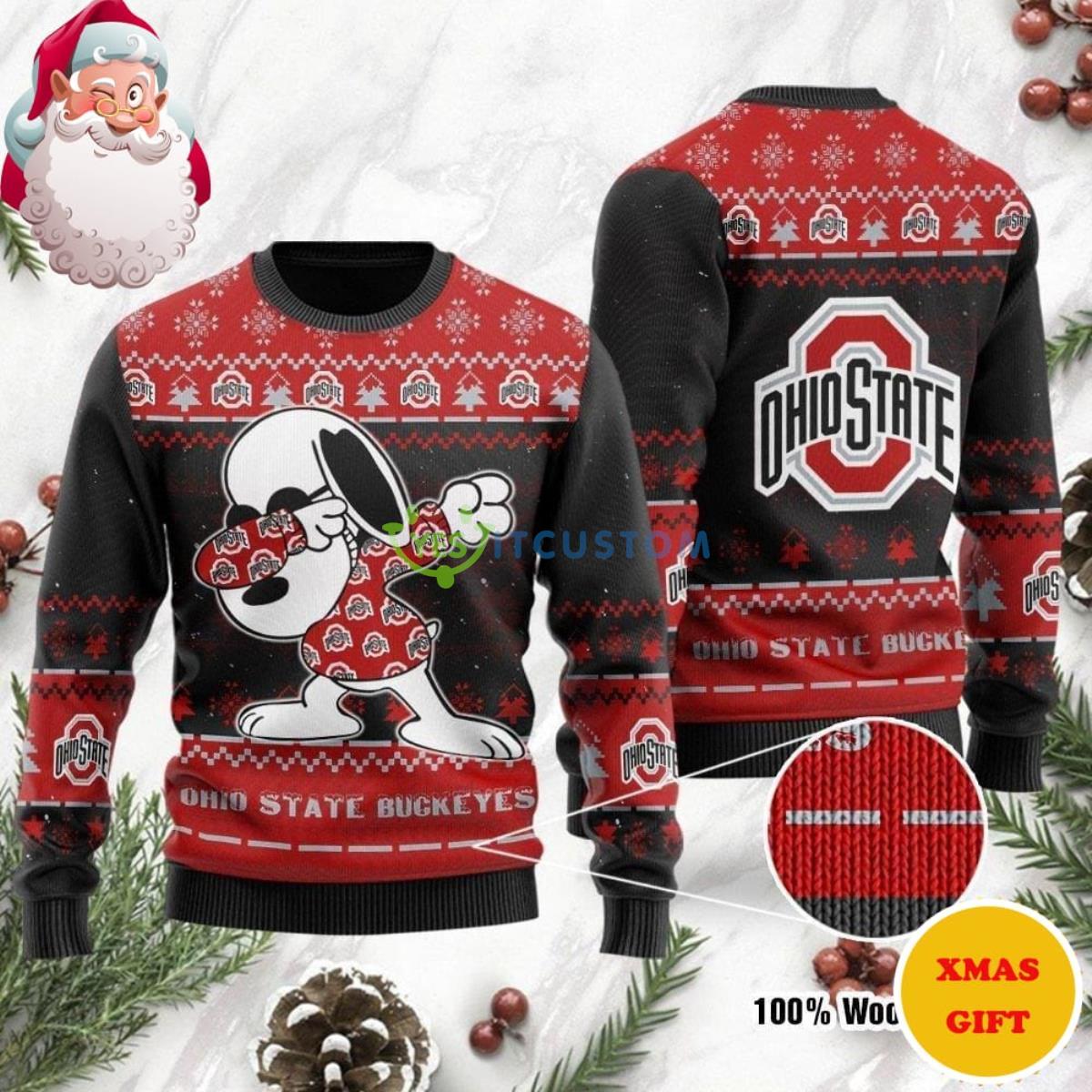 Ohio State Buckeyes Snoopy Dabbing Christmas AOP Sweater 3 Ohio State Buckeyes Snoopy Dabbing Christmas AOP Sweater Product Photo 1