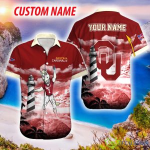 Oklahoma Sooners NCAA Hawaiian Shirt Logo Fans Gift Beach For Men And Women Custom Name - Oklahoma Sooners NCAA Hawaiian Shirt_1