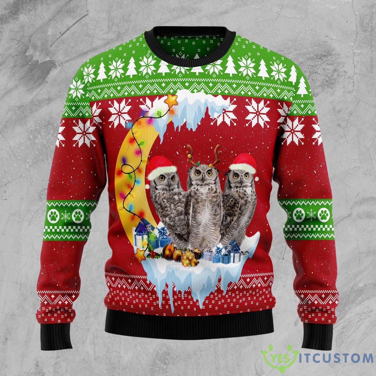 Owl Love Moon Xmas Ugly Christmas Sweater Gift Men Women - Owl Love Moon Xmas Ugly Christmas Sweater Gift Men Women_1