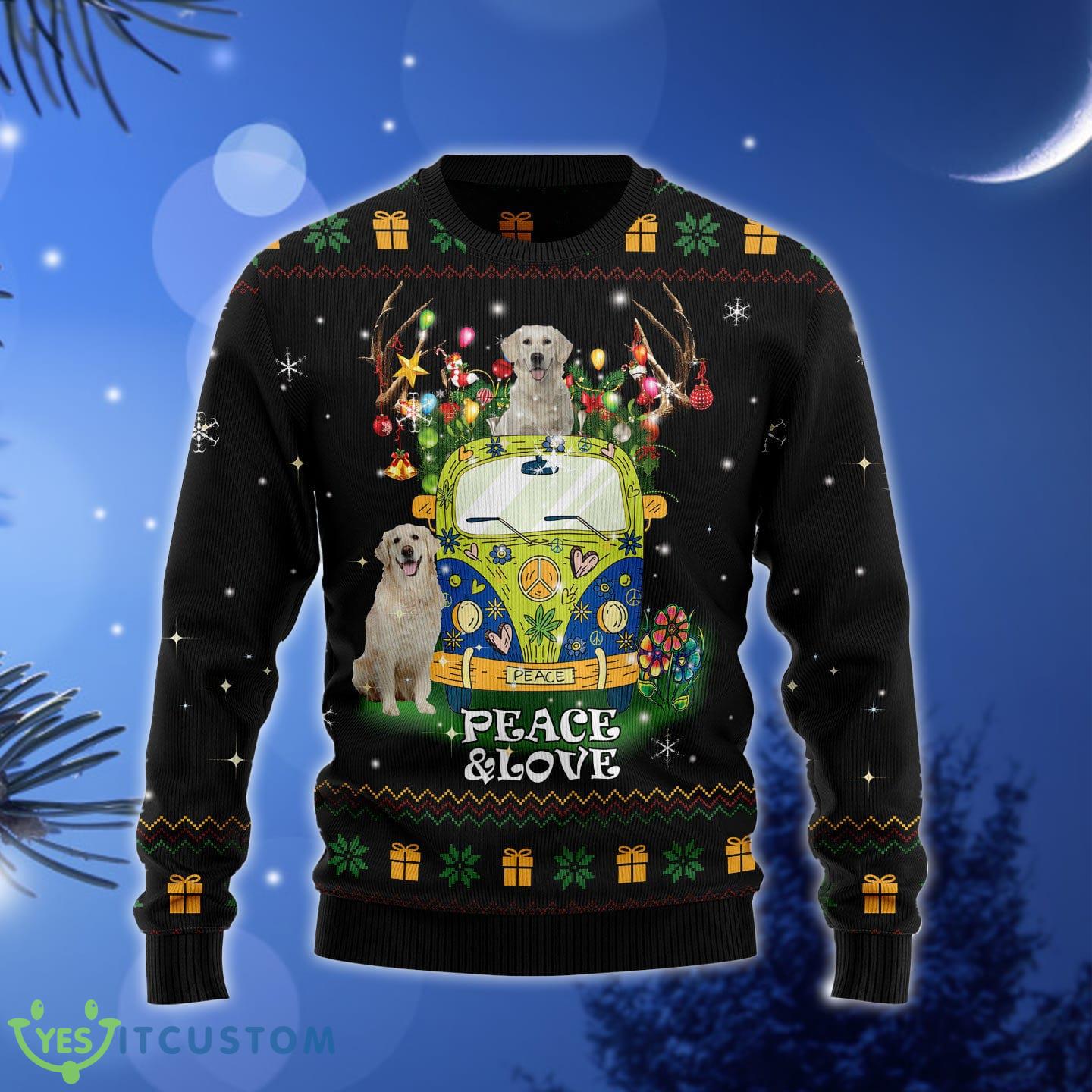 Peace Love Golden Retriever Ugly Christmas Sweater Gift Men Women - Peace Love Golden Retriever Ugly Christmas Sweater Gift Men Women_1